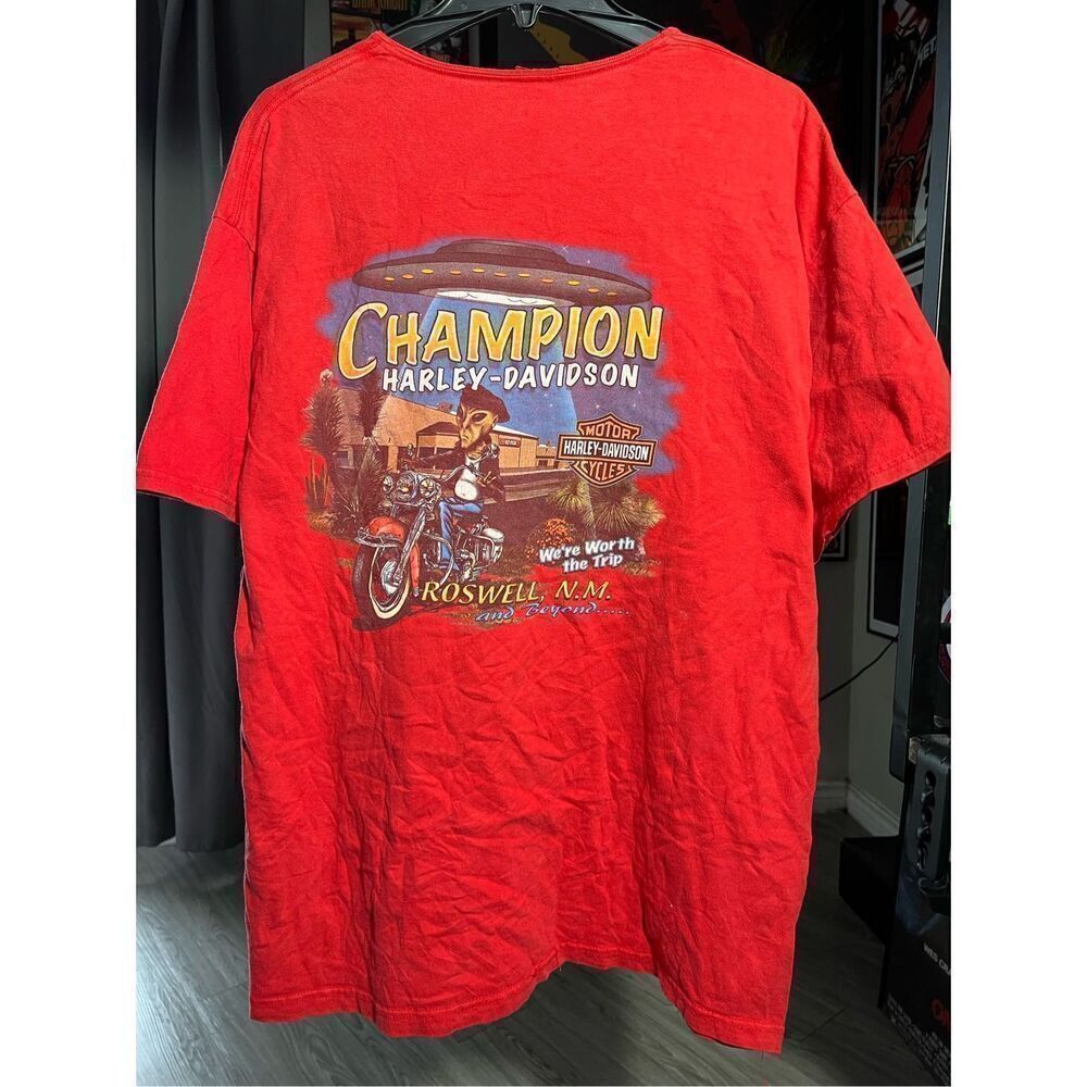 Vintage Y2K Harley Davidson Roswell Aliens Tee
